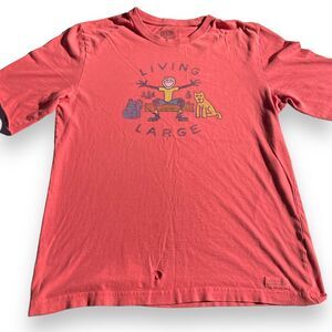 Life is Good Men's Washed out Red Graphic T-Shirt Sz. M